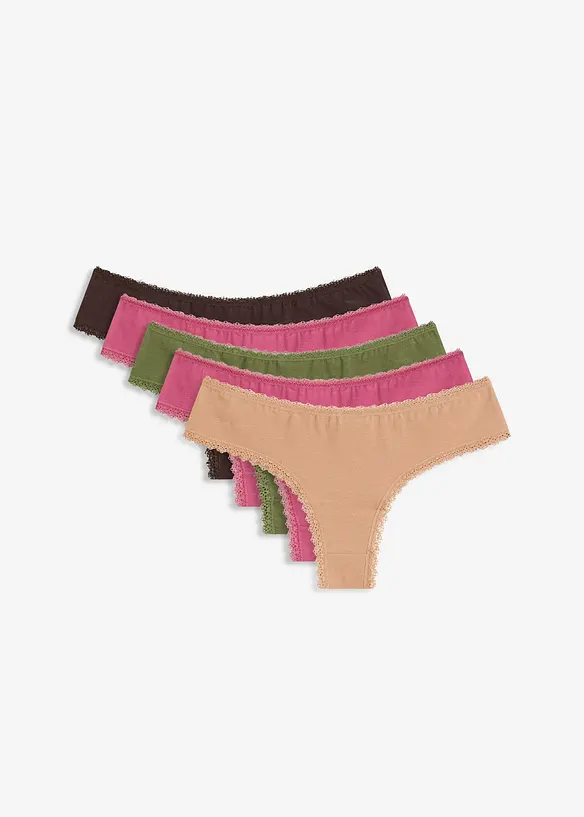 Brazilslip mit Baumwolle (5er Pack) in braun von vorne - bonprix