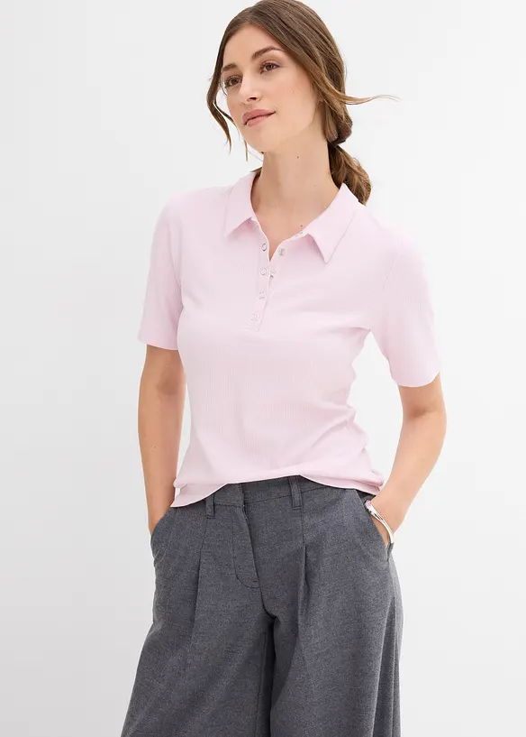 Poloshirt aus Viskose-Mix in lila von vorne (im Anschnitt) - bonprix Poloshirt aus Viskose-Mix in lila von vorne (im Anschnitt) - bonprix