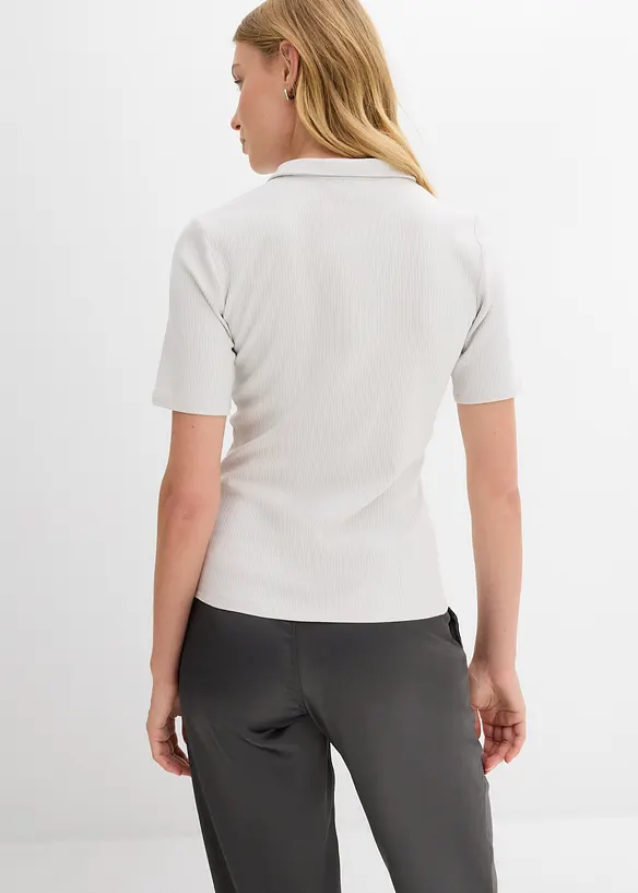 Poloshirt aus Viskose-Mix in grau von hinten (im Anschnitt) - bonprix