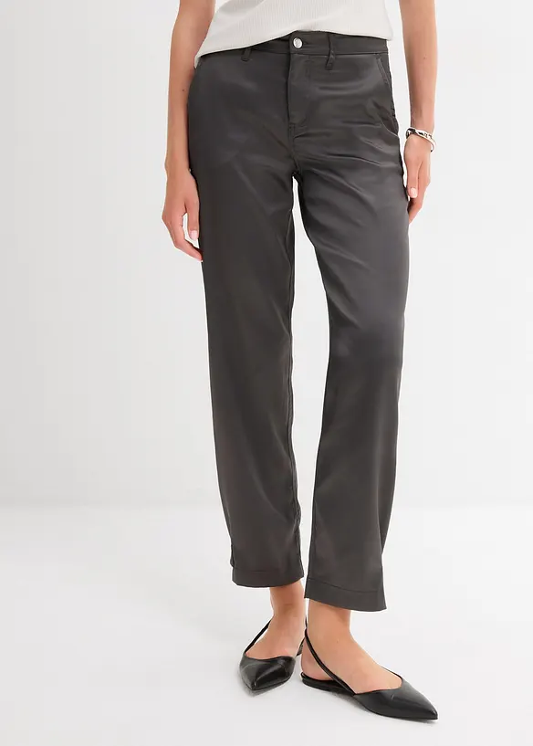 Barrel-Hose aus fließendem Satin in grau von vorne - bonprix Barrel-Hose aus fließendem Satin in grau von vorne - bonprix