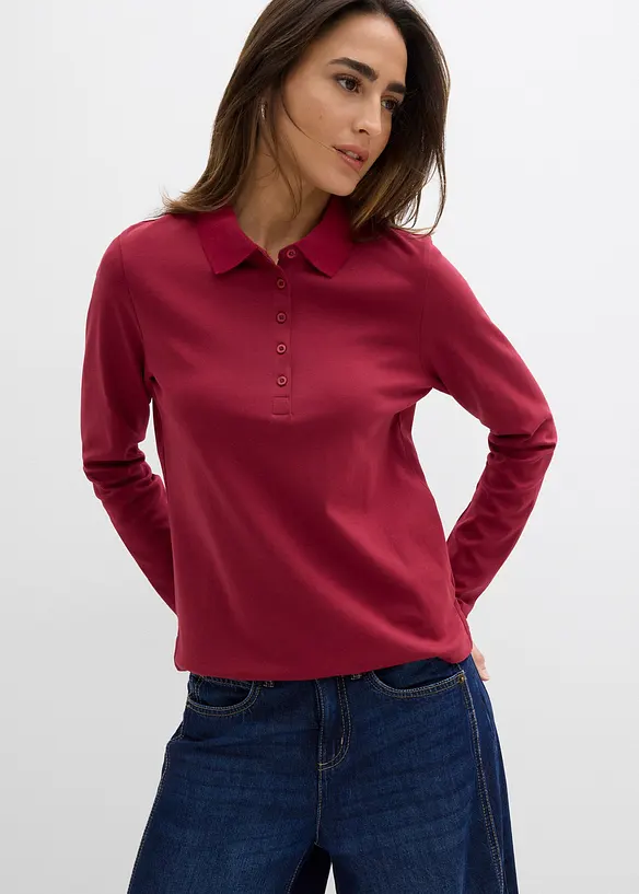 Poloshirt aus schwerer Bio-Baumwolle in rot von vorne (im Anschnitt) - bonprix Poloshirt aus schwerer Bio-Baumwolle in rot von vorne (im Anschnitt) - bonprix