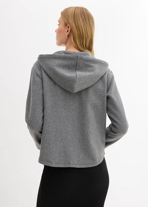 Kapuzen-Sweatjacke aus Baumwoll-Mix in grau von hinten (im Anschnitt) - bonprix Kapuzen-Sweatjacke aus Baumwoll-Mix in grau von hinten (im Anschnitt) - bonprix