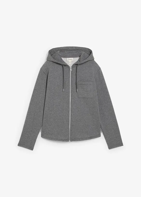 Kapuzen-Sweatjacke aus Baumwoll-Mix in grau von vorne - bonprix Kapuzen-Sweatjacke aus Baumwoll-Mix in grau von vorne - bonprix