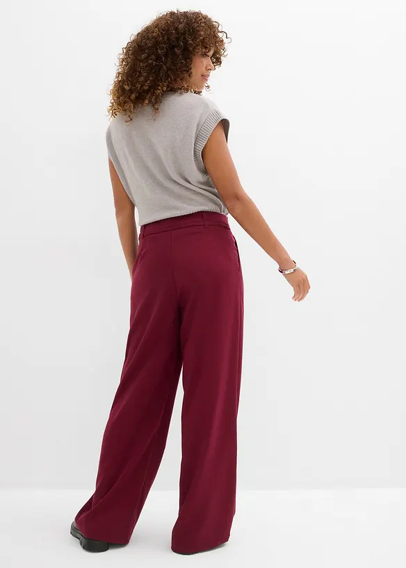 Bundfaltenhose mit Bindeband aus Viskose-Mix in rot von hinten - bonprix Bundfaltenhose mit Bindeband aus Viskose-Mix in rot von hinten - bonprix