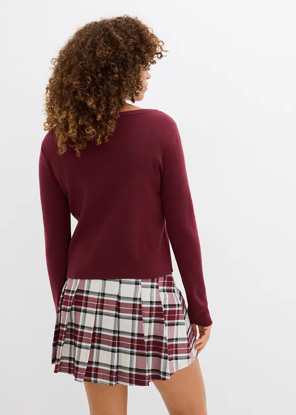 Kurze Feinstrickjacke in rot von hinten (im Anschnitt) - bonprix