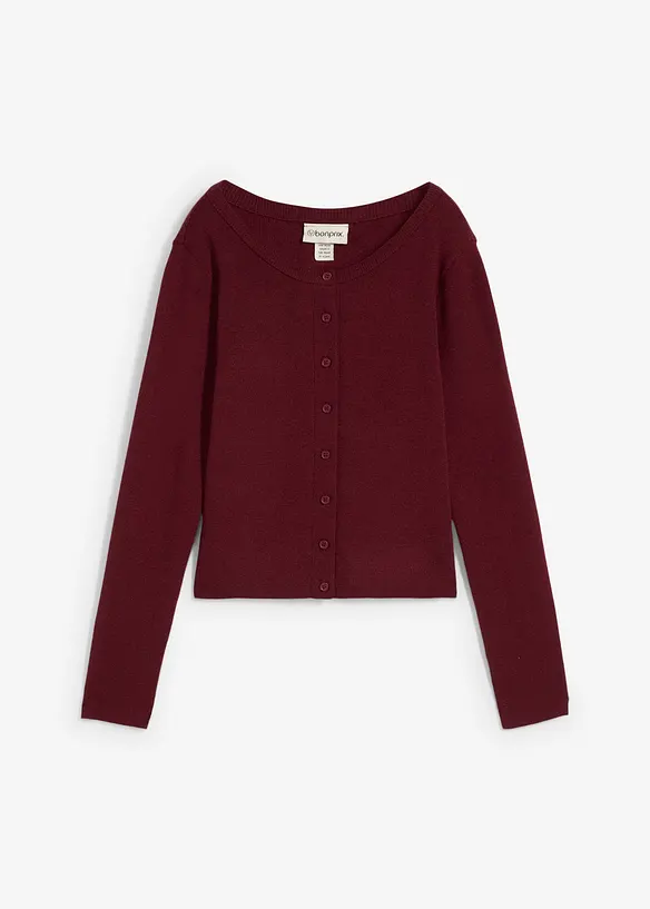 Kurze Feinstrickjacke in rot von vorne - bonprix