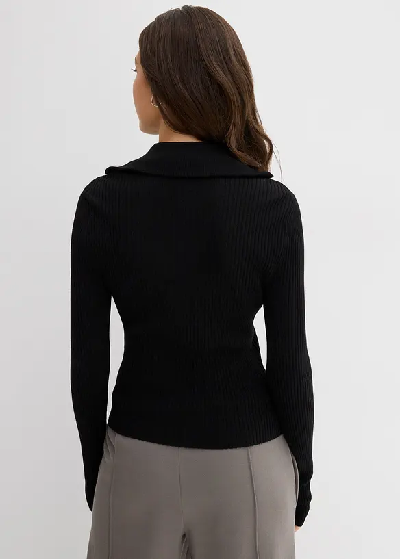 Rippshirt aus softem Viskose-Mix in schwarz von hinten (im Anschnitt) - bonprix Rippshirt aus softem Viskose-Mix in schwarz von hinten (im Anschnitt) - bonprix