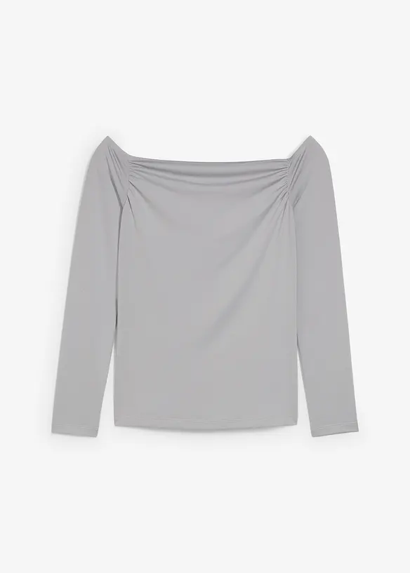 Carmenshirt aus leichtem Jersey in grau von vorne - bonprix