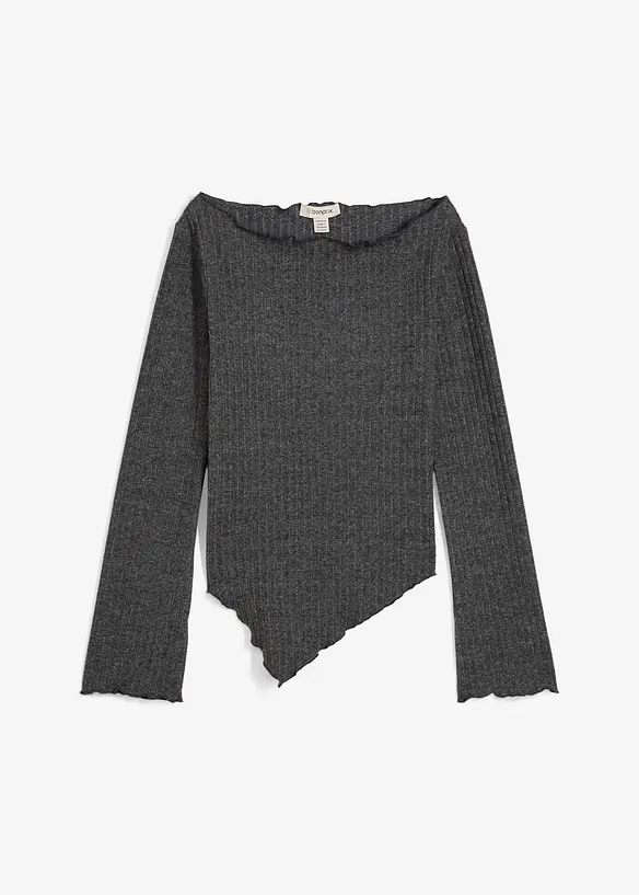Rippshirt aus softem Viskose-Mix in grau von vorne - bonprix Rippshirt aus softem Viskose-Mix in grau von vorne - bonprix