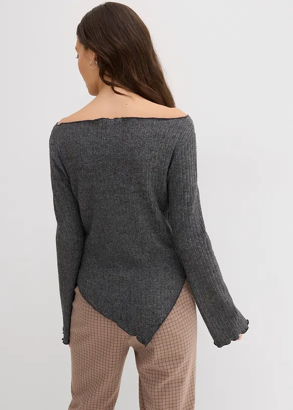 Rippshirt aus softem Viskose-Mix in grau von hinten (im Anschnitt) - bonprix Rippshirt aus softem Viskose-Mix in grau von hinten (im Anschnitt) - bonprix