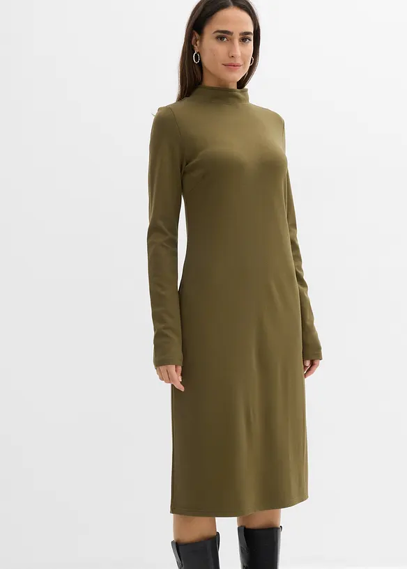 Punto Di Roma Kleid mit Stehkragen in grün von vorne (Totalaufnahme) - bonprix Punto Di Roma Kleid mit Stehkragen in grün von vorne (Totalaufnahme) - bonprix