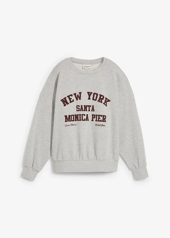 Oversize-Sweatshirt in grau von vorne - bonprix