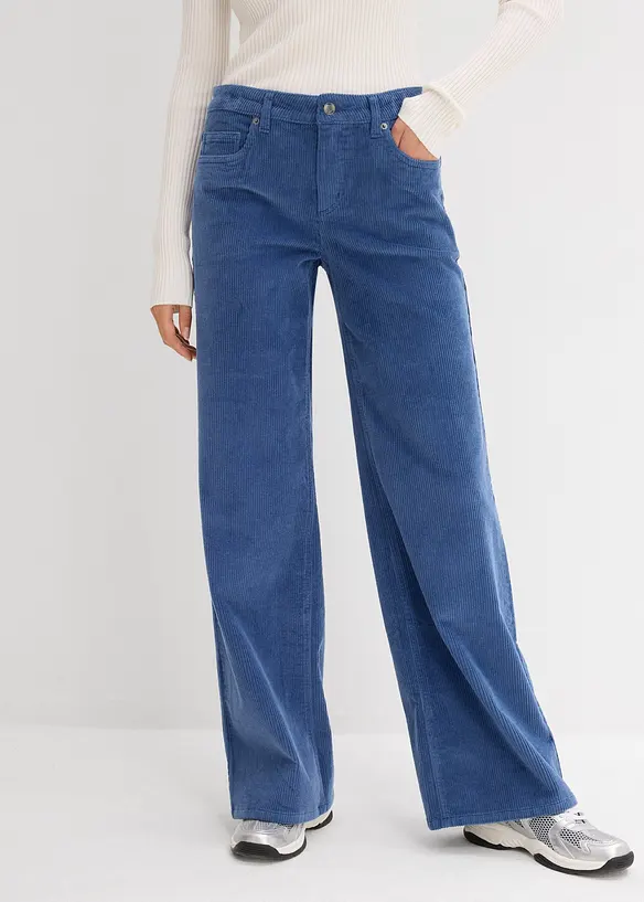 Cordhose aus elastischem Baumwoll-Mix in blau von vorne - bonprix Cordhose aus elastischem Baumwoll-Mix in blau von vorne - bonprix