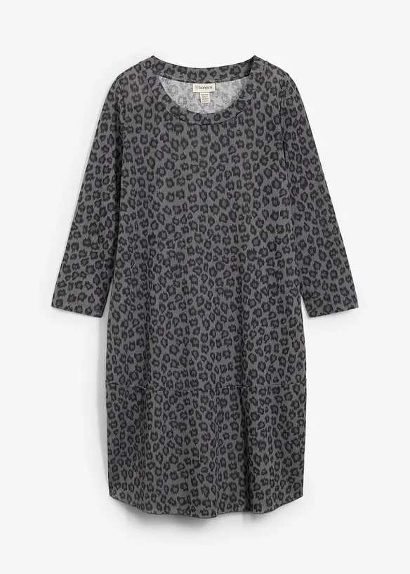 Kurzes Shirtkleid in Strickoptik in grau von vorne - bonprix Kurzes Shirtkleid in Strickoptik in grau von vorne - bonprix