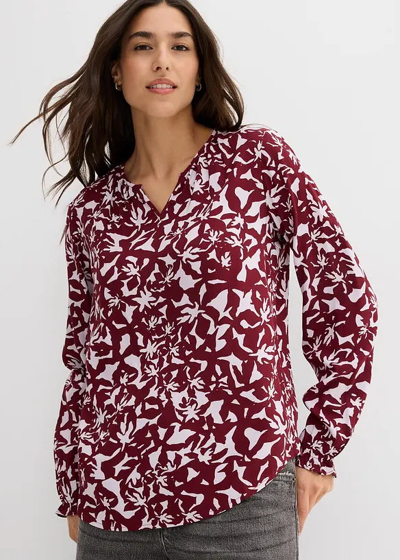 Tunikabluse aus Viskose in rot von vorne (im Anschnitt) - bonprix Tunikabluse aus Viskose in rot von vorne (im Anschnitt) - bonprix