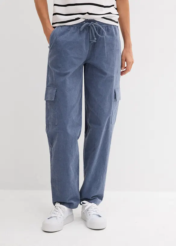Cordhose im Barrel-Shape in blau von vorne - bonprix Cordhose im Barrel-Shape in blau von vorne - bonprix