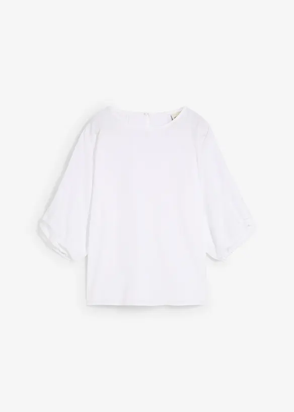 Blusenshirt aus reiner Baumwolle in weiß von vorne - bonprix Blusenshirt aus reiner Baumwolle in weiß von vorne - bonprix