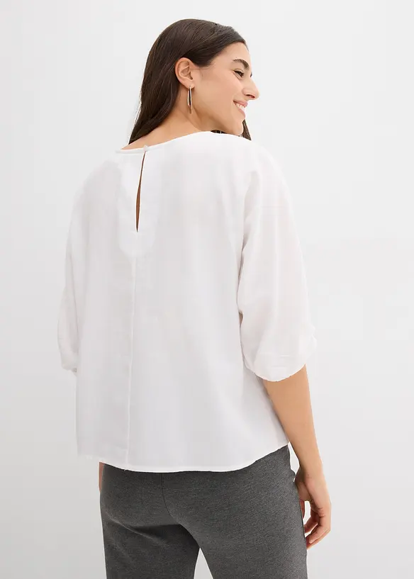 Blusenshirt aus reiner Baumwolle in weiß von hinten (im Anschnitt) - bonprix Blusenshirt aus reiner Baumwolle in weiß von hinten (im Anschnitt) - bonprix