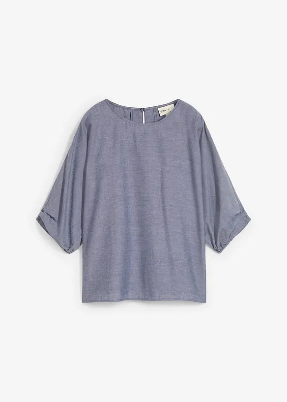 Blusenshirt aus reiner Baumwolle in blau von vorne - bonprix Blusenshirt aus reiner Baumwolle in blau von vorne - bonprix