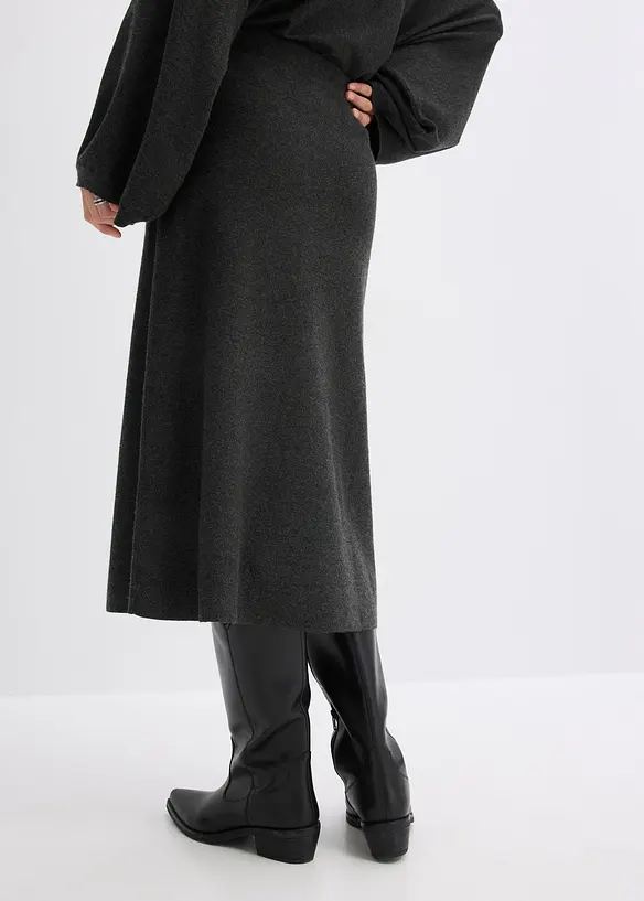 Ausgestellter Strickrock in grau von hinten - bonprix Ausgestellter Strickrock in grau von hinten - bonprix