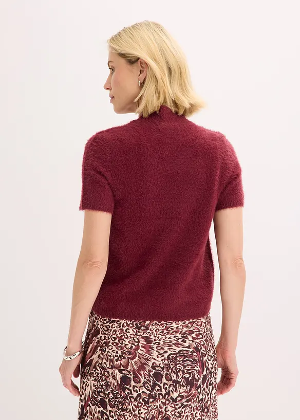 Federgarn-Pullover in rot von hinten (im Anschnitt) - bonprix