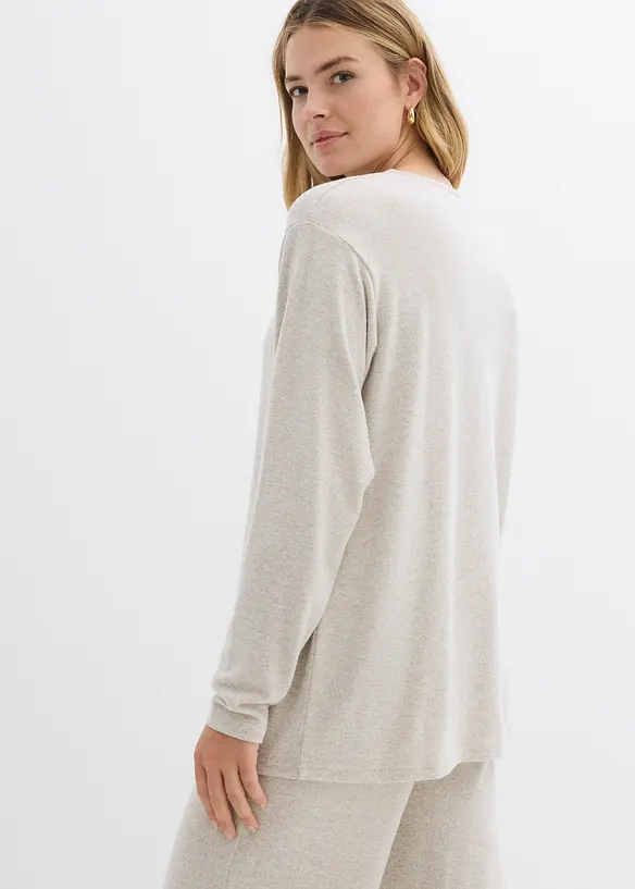 Long-Sweatshirt in Strickoptik in beige von hinten (im Anschnitt) - bonprix Long-Sweatshirt in Strickoptik in beige von hinten (im Anschnitt) - bonprix