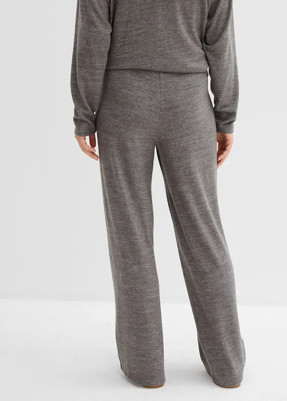 Palazzo-Hose in Strickoptik in grau von hinten - bonprix