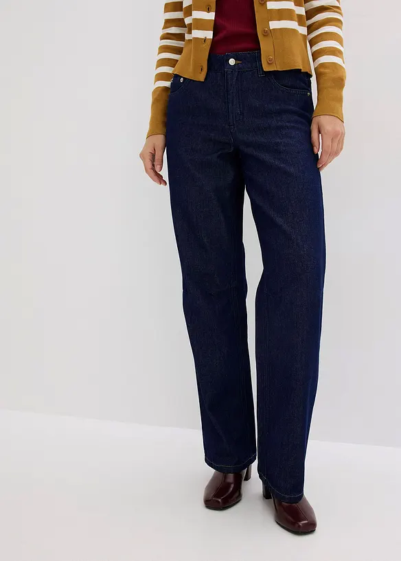 Straight-Jeans Mid Waist in blau von vorne - bonprix