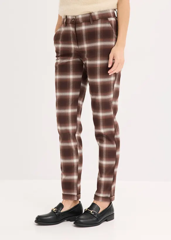 Karohose mit Umschlag in braun von vorne - bonprix