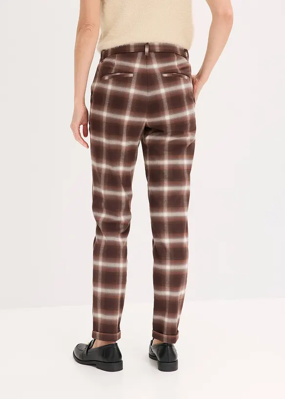 Karohose mit Umschlag in braun von hinten - bonprix