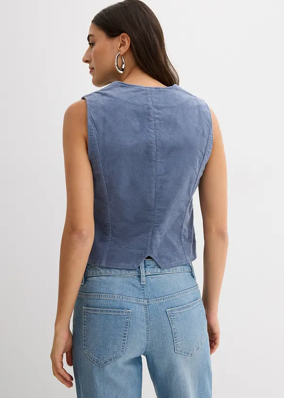 Cord-Weste aus Baumwoll-Mix in blau von hinten (im Anschnitt) - bonprix Cord-Weste aus Baumwoll-Mix in blau von hinten (im Anschnitt) - bonprix