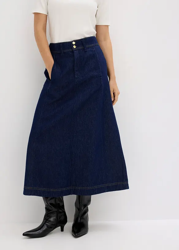 Jeansrock Midilänge in blau von vorne - bonprix Jeansrock Midilänge in blau von vorne - bonprix