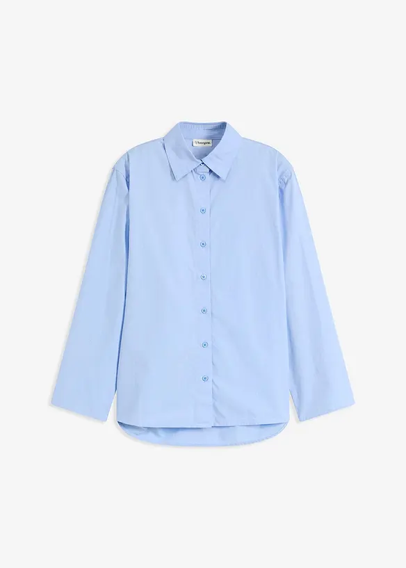 Hemdbluse aus reiner Bio-Baumwolle in blau von vorne - bonprix Hemdbluse aus reiner Bio-Baumwolle in blau von vorne - bonprix