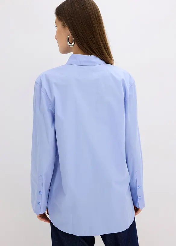 Hemdbluse aus reiner Bio-Baumwolle in blau von hinten (im Anschnitt) - bonprix Hemdbluse aus reiner Bio-Baumwolle in blau von hinten (im Anschnitt) - bonprix