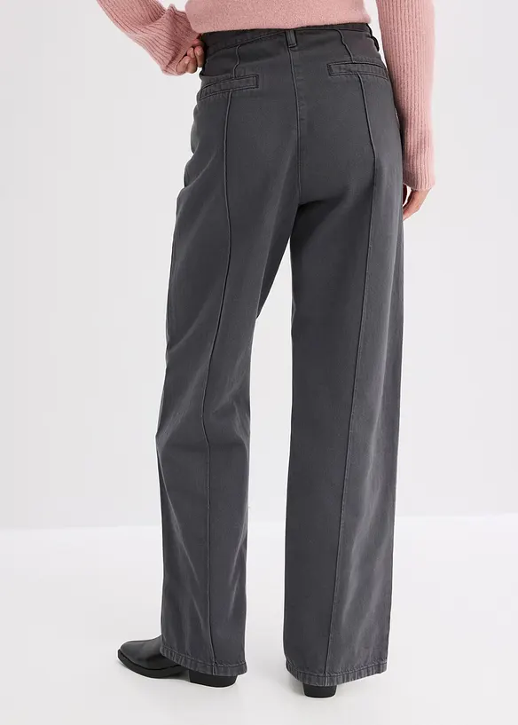 Twillhose aus reiner Baumwolle in grau von hinten - bonprix