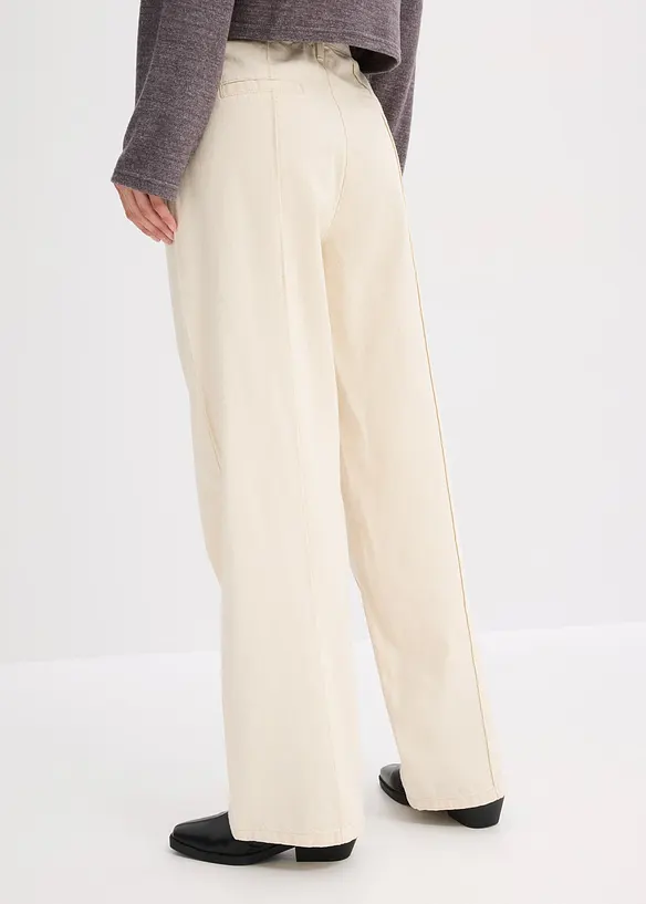 Twillhose aus reiner Baumwolle in beige von hinten - bonprix