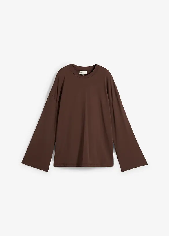 Longshirt aus leichtem Jersey in braun von vorne - bonprix
