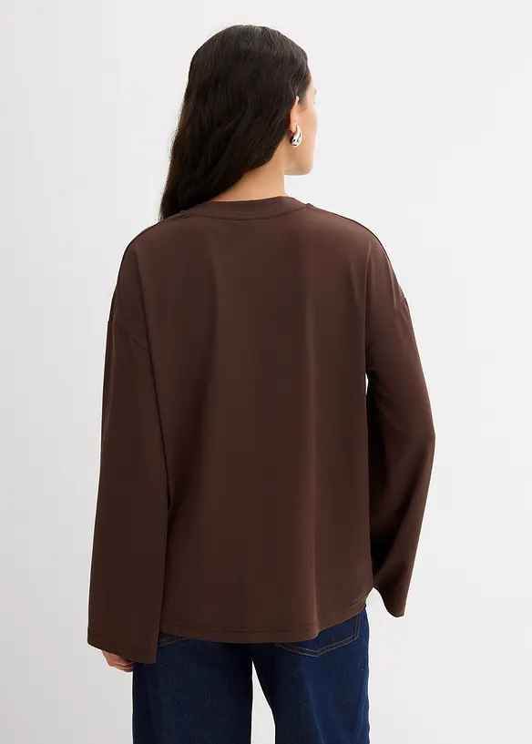 Longshirt aus leichtem Jersey in braun von hinten (im Anschnitt) - bonprix