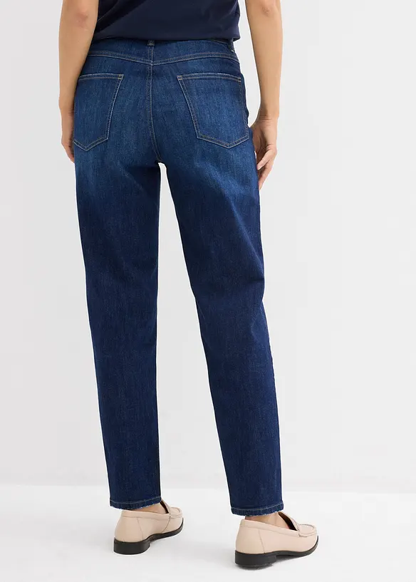 Mom-Jeans High Waist, cropped in blau von hinten - bonprix Mom-Jeans High Waist, cropped in blau von hinten - bonprix