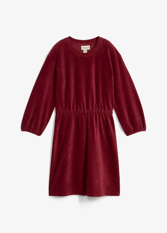 Kleid aus Jersey-Cord in rot von vorne - bonprix Kleid aus Jersey-Cord in rot von vorne - bonprix