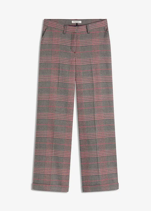 Karierte Marlenehose mit weitem Bein und Bügelfalten in braun von vorne - bonprix Karierte Marlenehose mit weitem Bein und Bügelfalten in braun von vorne - bonprix