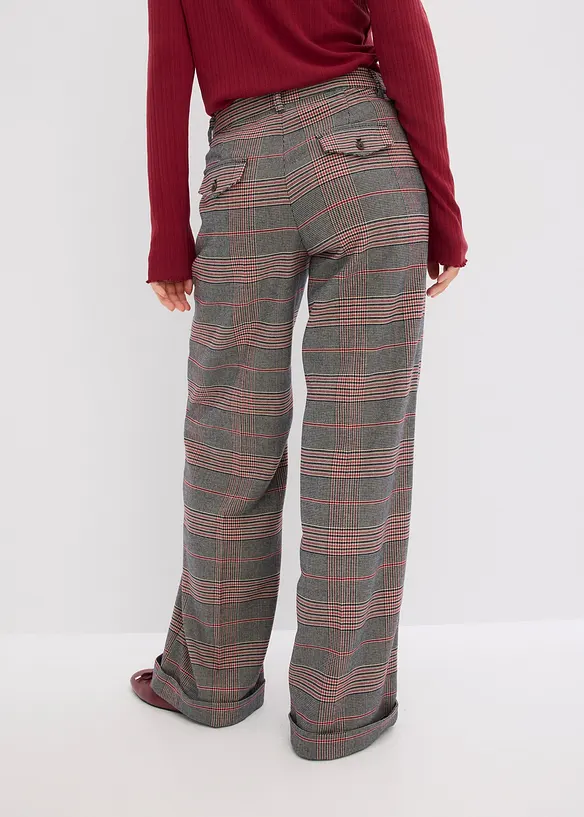Karierte Marlenehose mit weitem Bein und Bügelfalten in braun von hinten - bonprix Karierte Marlenehose mit weitem Bein und Bügelfalten in braun von hinten - bonprix