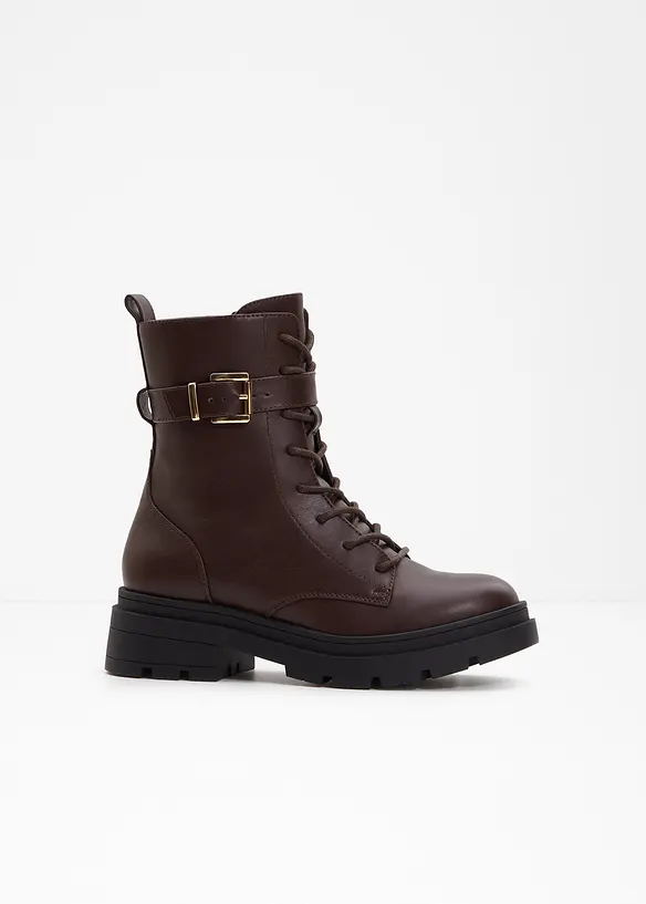 Schnürboots mit Schnalle in braun - bonprix