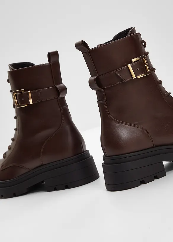 Schnürboots mit Schnalle in braun - bonprix