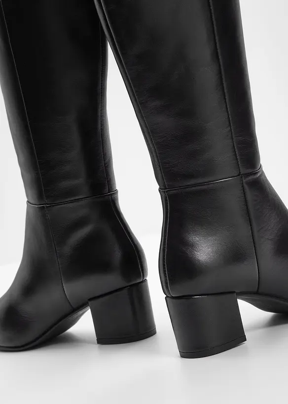 Stiefel aus Leder in schwarz - bonprix