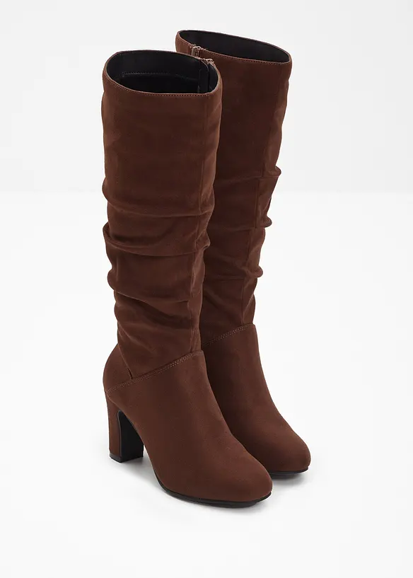 Stiefel mit Raffung in braun - bonprix