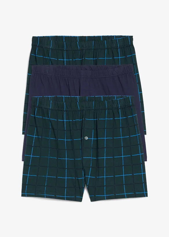 Lockere Jersey Boxershorts aus weicher Baumwolle (3er Pack) in grün - bonprix