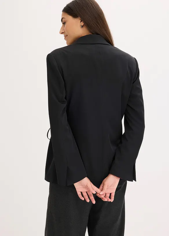 Oversize-Blazer mit Bindedetails in schwarz von hinten (im Anschnitt) - bonprix Oversize-Blazer mit Bindedetails in schwarz von hinten (im Anschnitt) - bonprix