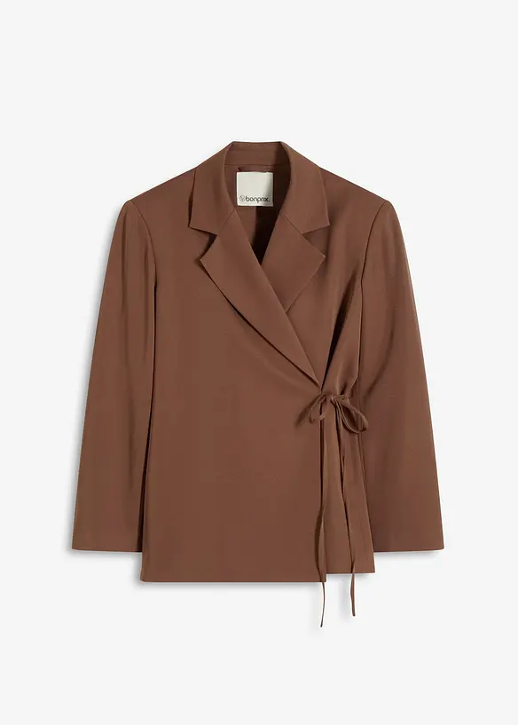 Oversize-Blazer mit Bindedetails in braun von vorne - bonprix Oversize-Blazer mit Bindedetails in braun von vorne - bonprix