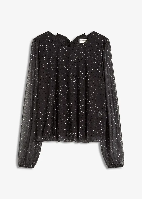 Langarmshirt mit Schleife am Rücken in schwarz von vorne - bonprix Langarmshirt mit Schleife am Rücken in schwarz von vorne - bonprix